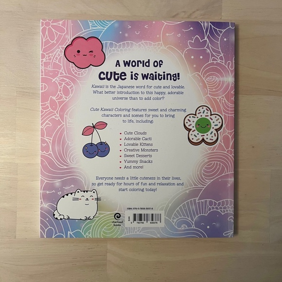 Cute Kawaii Coloring: Color Super-Cute Cats, Sushi, Clouds, Flowers, & Sweets - Picture 2 of 11